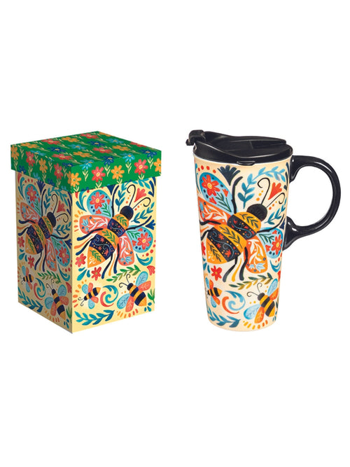 Floral Bee Travel Cup