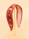 Velvet Narrow Headband - Art Deco Floral