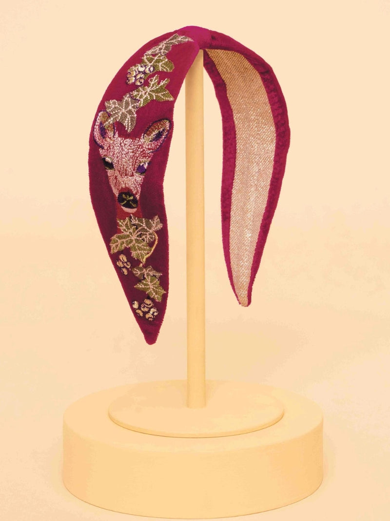 Velvet Narrow Headband - Fuchsia Enchanted Evening Doe