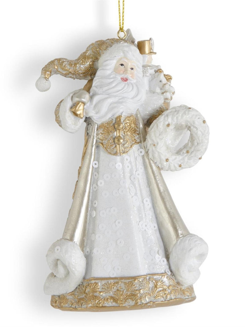 White, Gold & Silver Santa Ornament