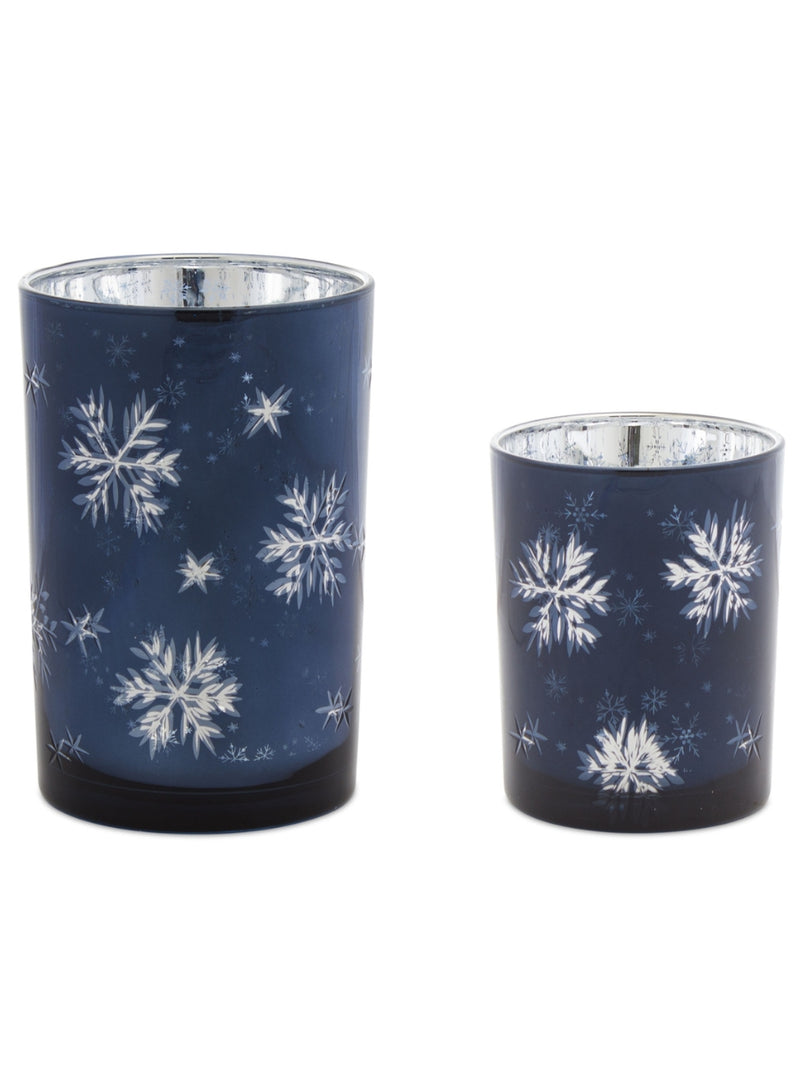 Blue Snowflake Candle Holder