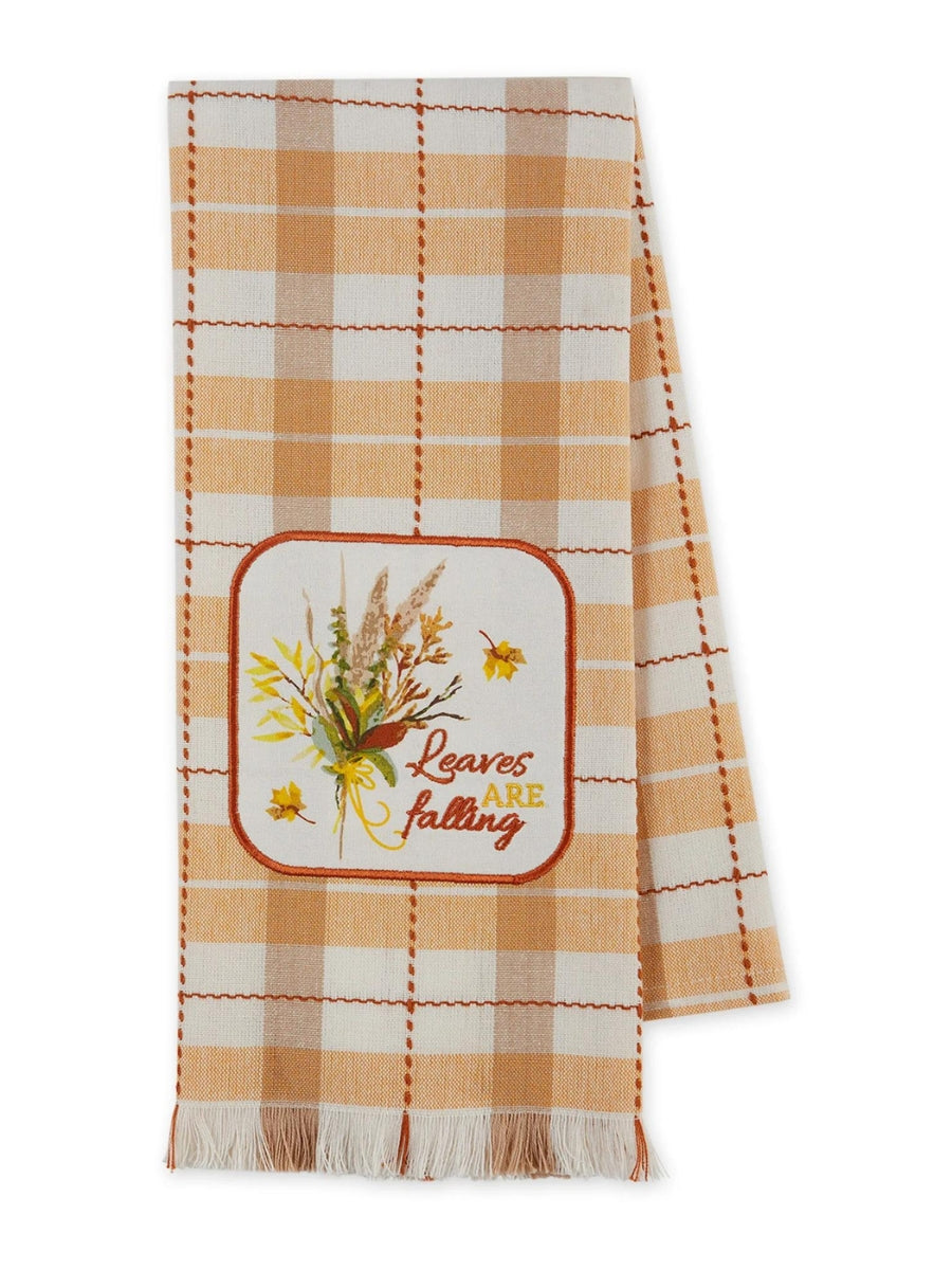 Leaves Are Falling Embellished Dishtowel