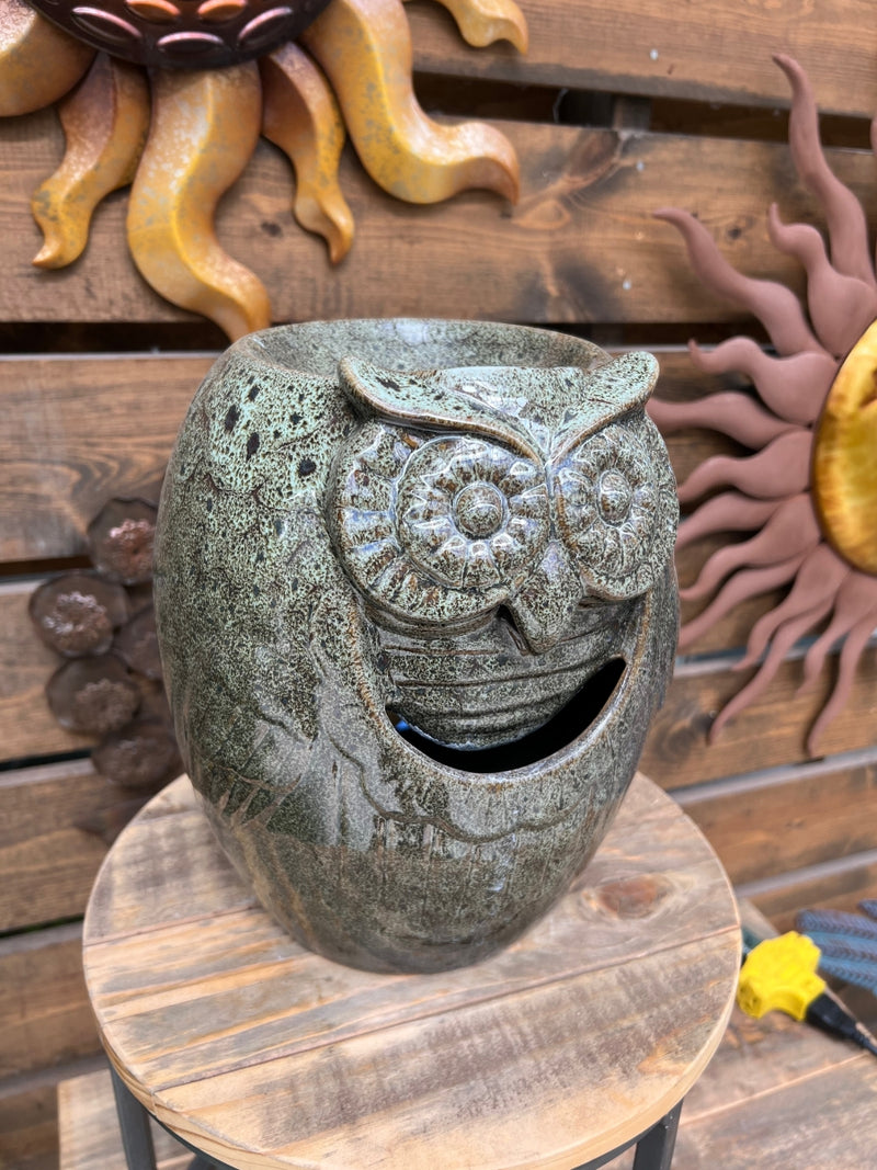 Ceramic Tabletop Owl Fountain