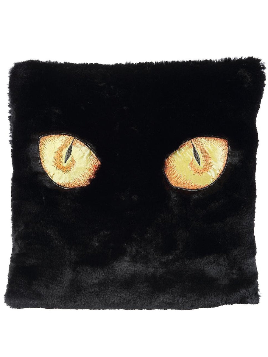 Black Fur Cat Eyes Pillow