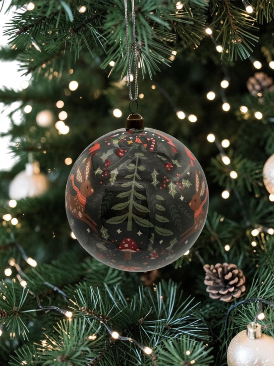 Green Forest Animals Ball Ornament Multi 120mm.