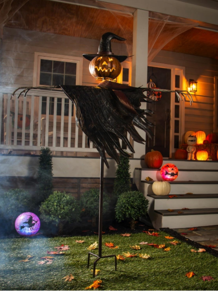 Oversized Jack-o'-Lantern Scarecrow Garden Stake 67.5''