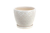 Antique White Laser Flower Planter with Saucer