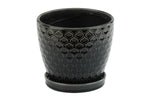 Black Laser Pot with Saucer