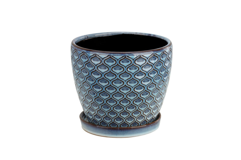 Blue Purple Lattice Pot with Saucer
