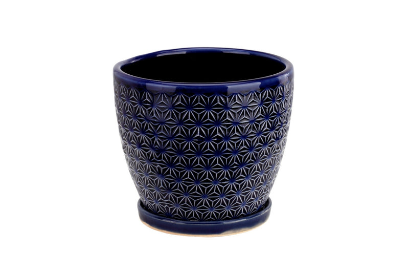 Cobalt Blue Prism Pot with Saucer