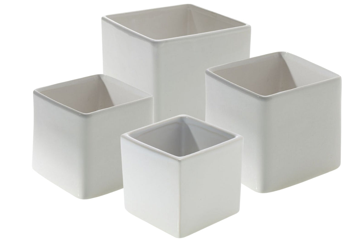 White Urban Square Pot