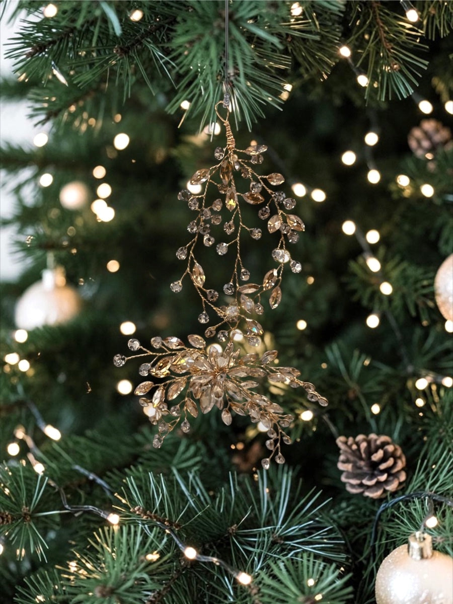 Gold Acrylic & Wired Jeweled Ornament Asst. of 6