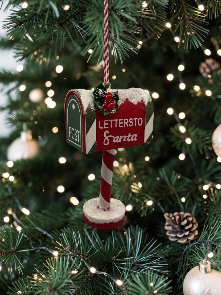 Red/White Christmas Mailbox Ornament 4.5''