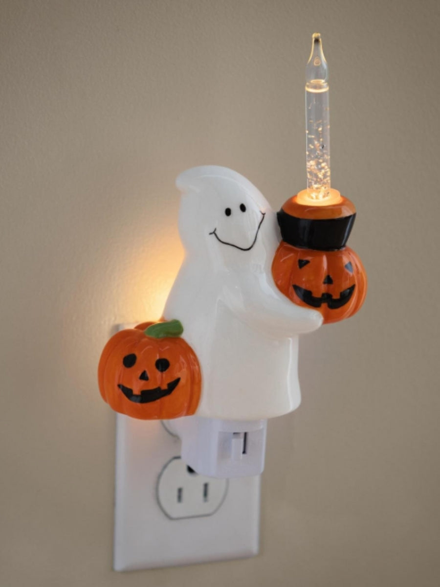 Ceramic Ghost w/ Jack o' Lantern Nightlight