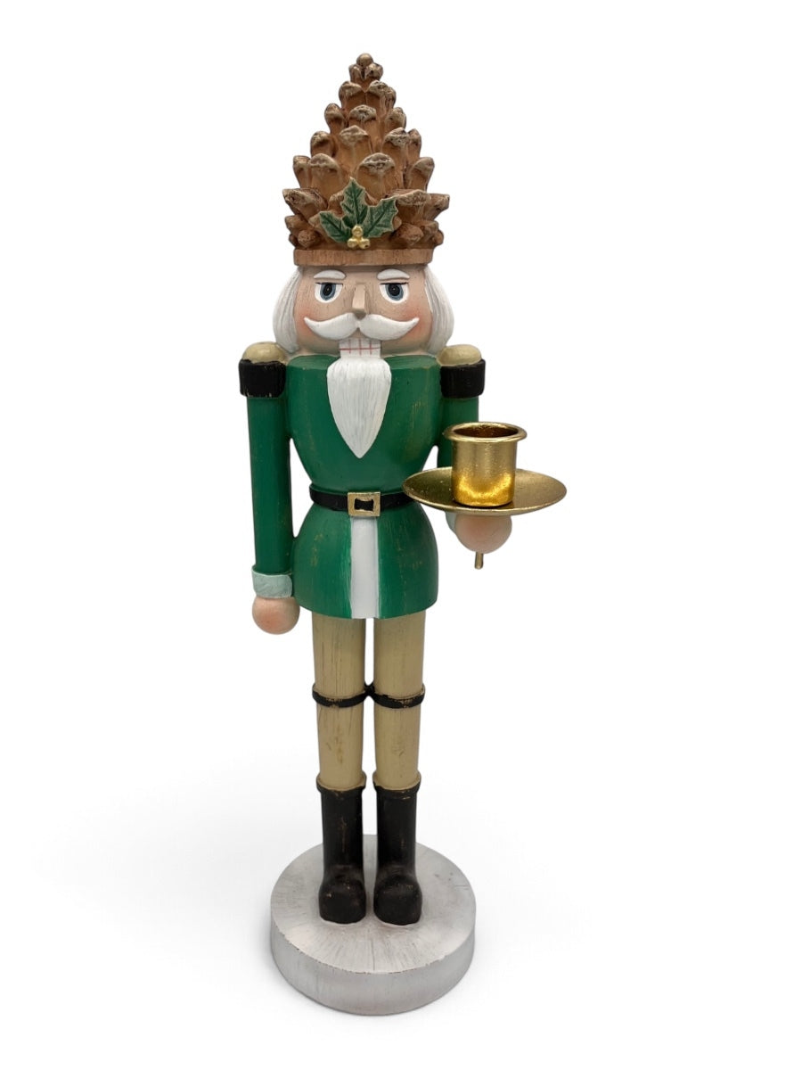 Woodgrain Nutcracker w/ Candle Holder