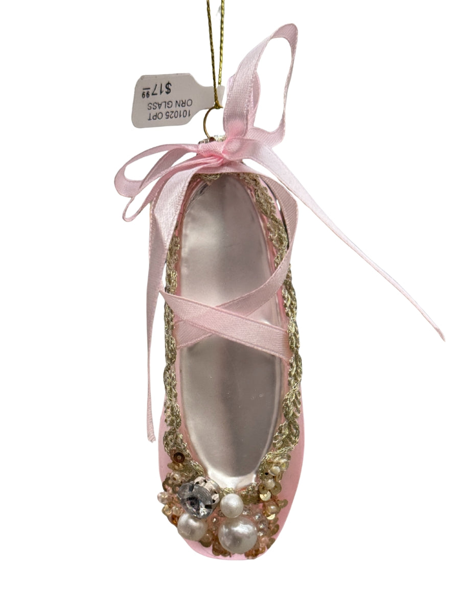 Glass Pair of Ballet Slippers Ornament