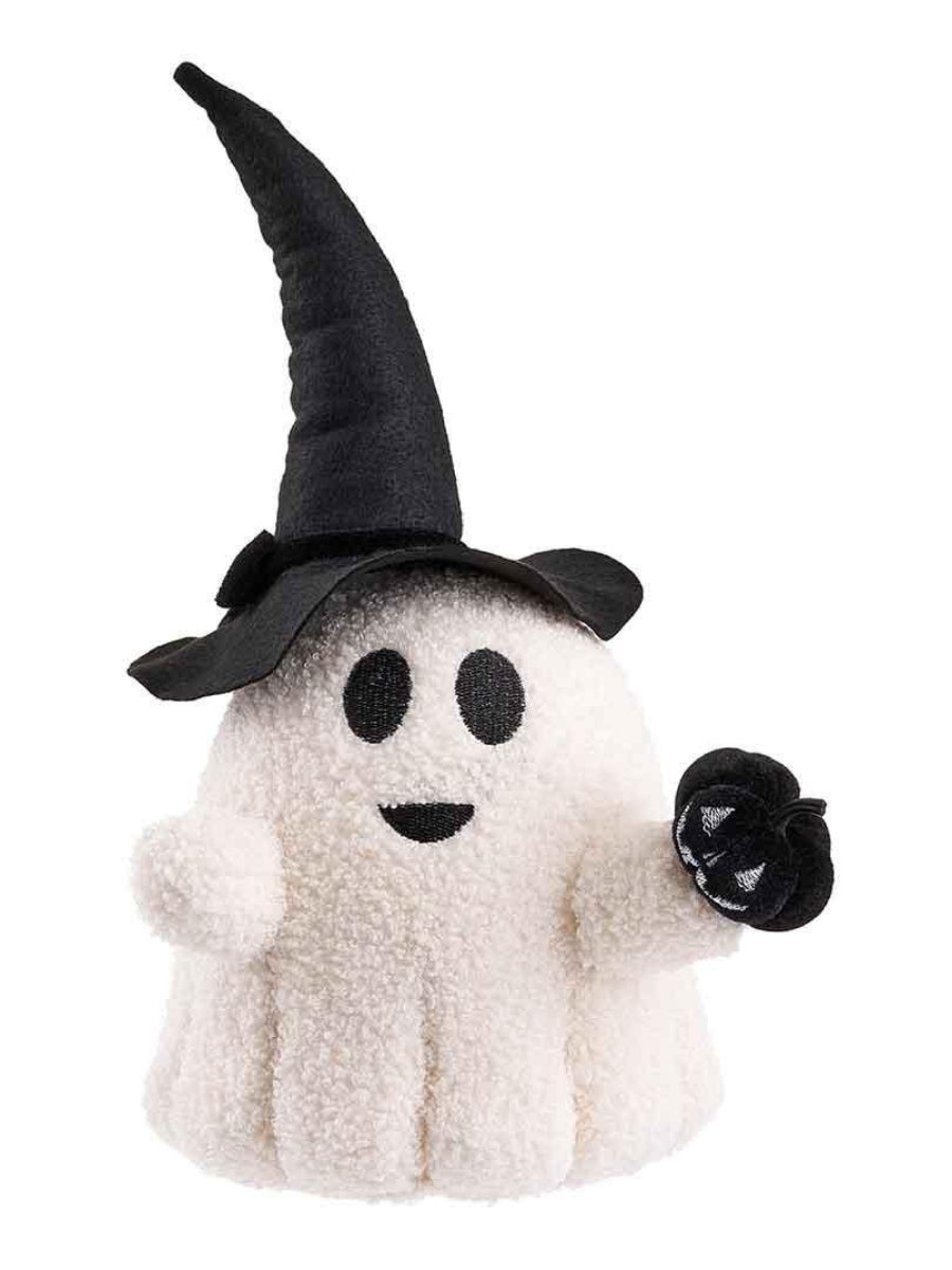 Allstate Ghost w/ Witch Hat & Pumpkin White/Black 12.5''