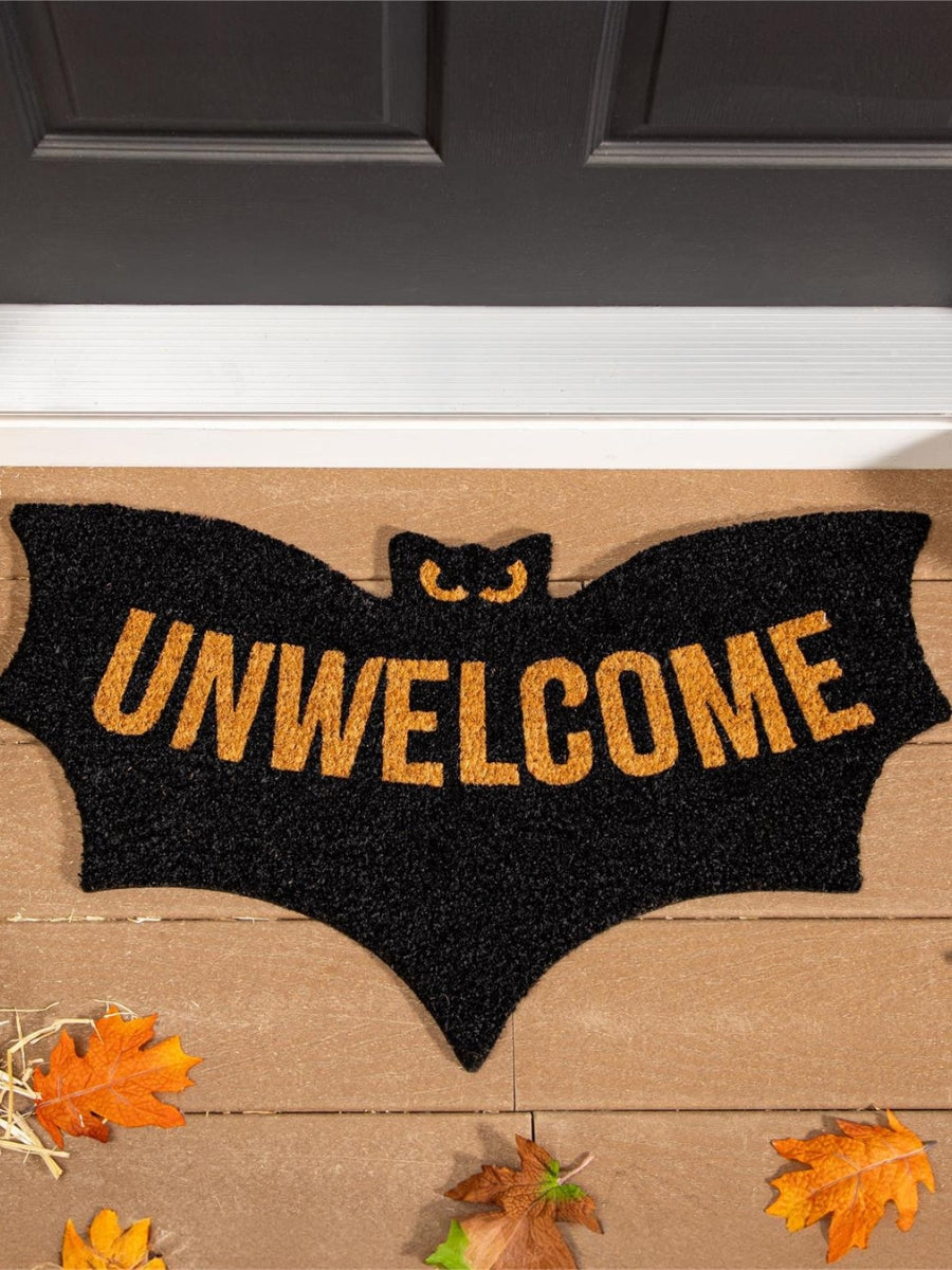 'Unwelcome' Bat Shaped Coir Mat