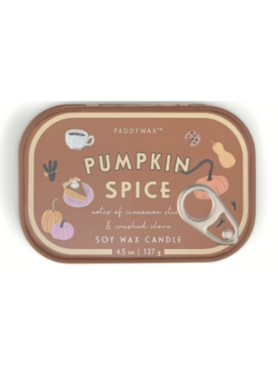 PaddyWax Bistro Printed Tin Candle in Pumpkin Spice 4.5oz