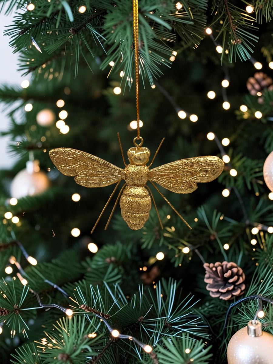 Bee Resin Ornament w/ Wire Legs - Gold