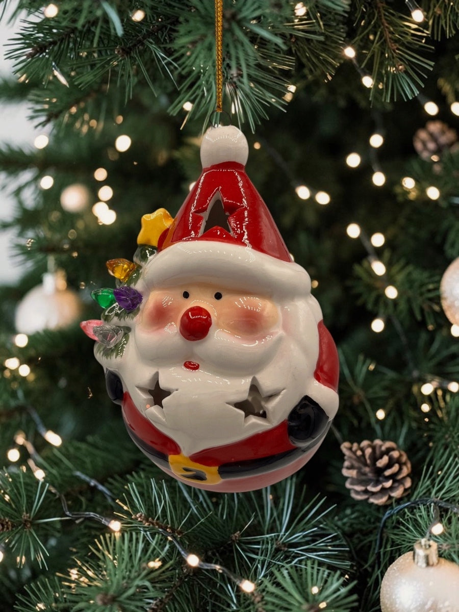 LED Santa Ceramic Ornament