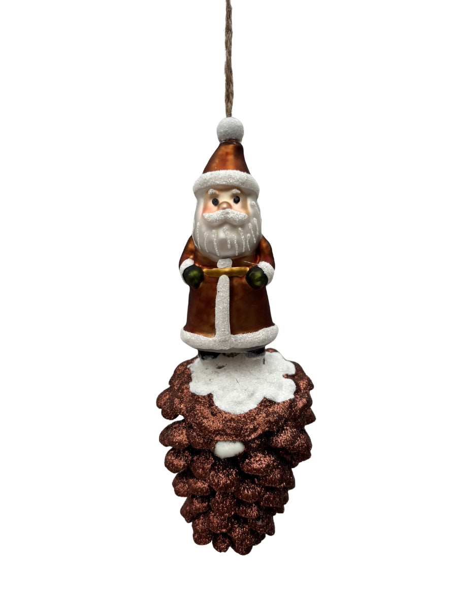 Santa Pinecone Ornament