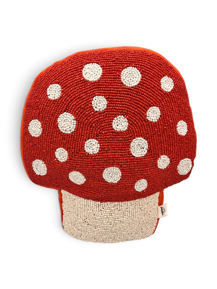 Toadstool Beaded Throw Pillow