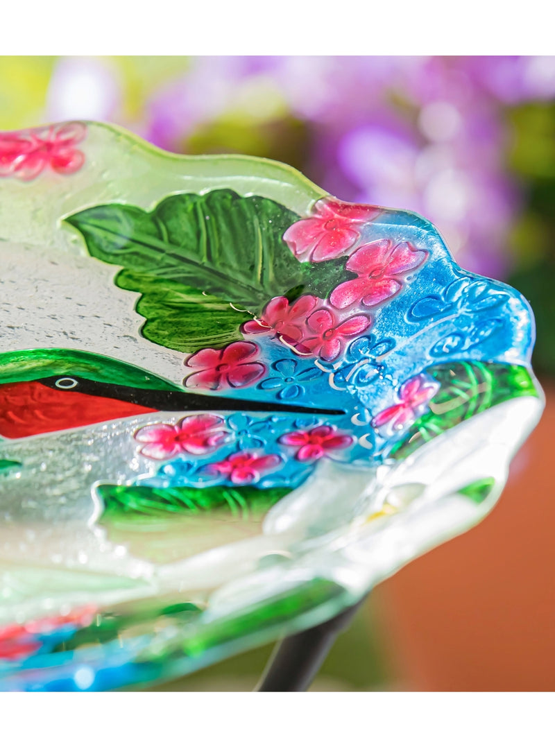 Glass Shaped Bird Bath Basin - Hummingbird Bouquets