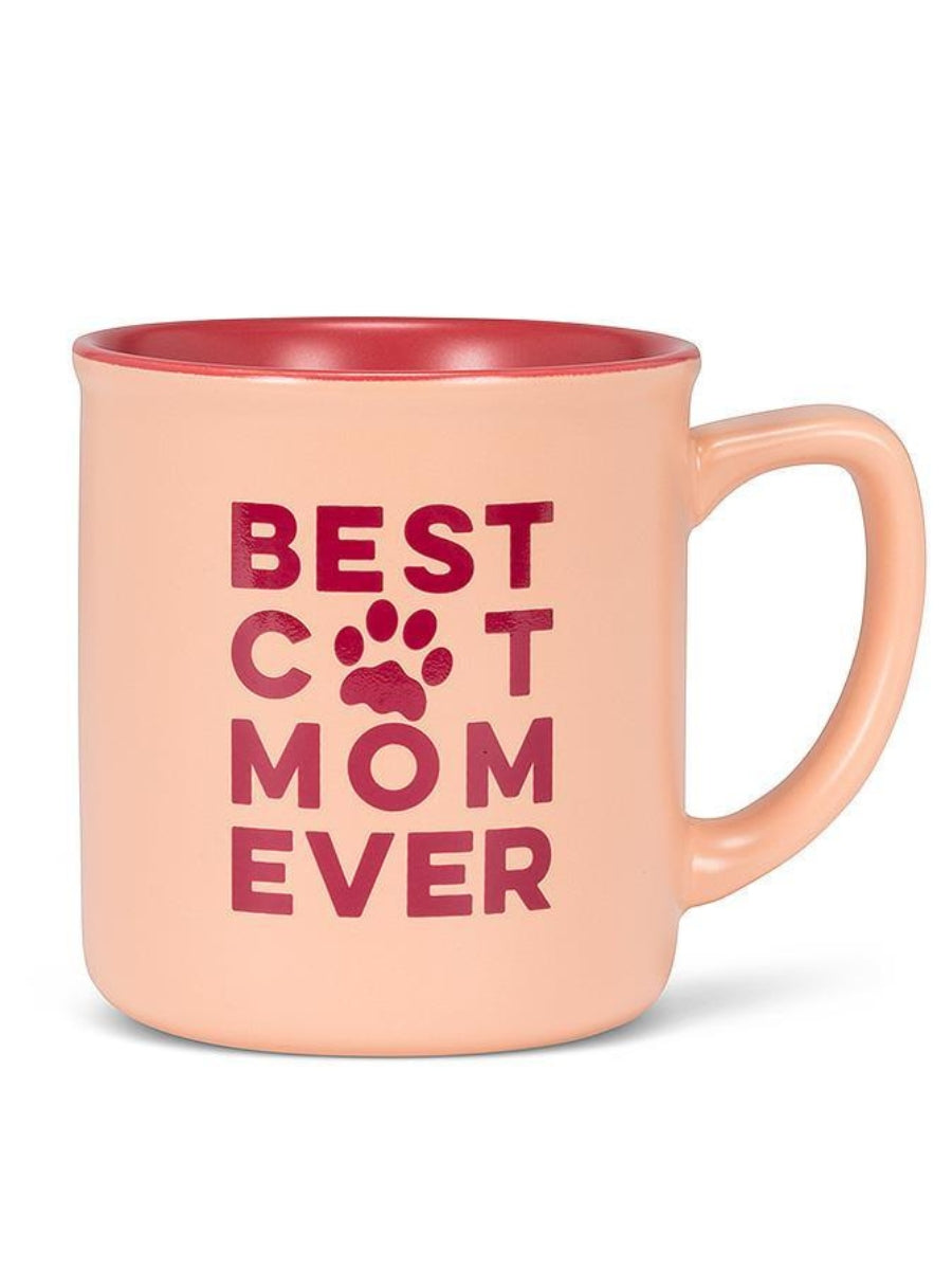 Abbott Collection AB-27-2TONE-102 4 in. Best Cat Mom Mug Pink & Red