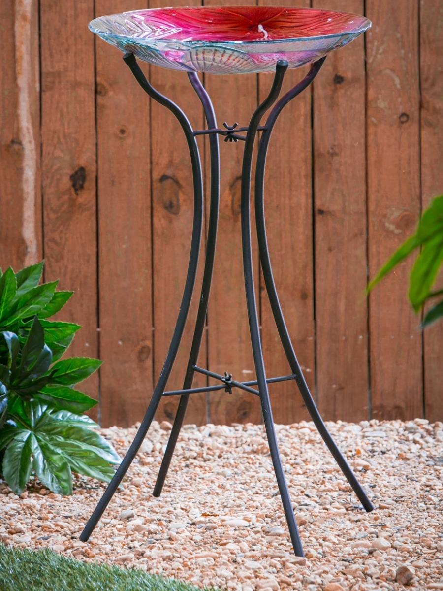 Hourglass Shape Metal Bird Bath Stand