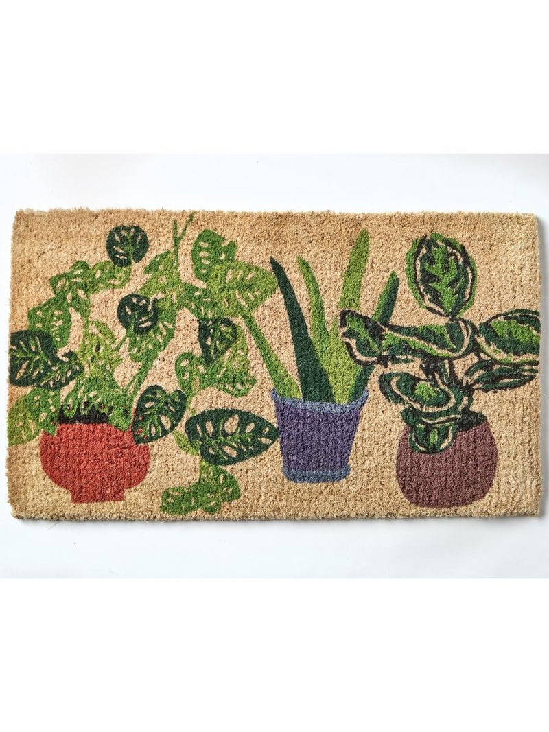 Green Row of Plants Coir Doormat