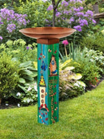 Bird Tweets Bird Bath Art Pole with Copper Topper